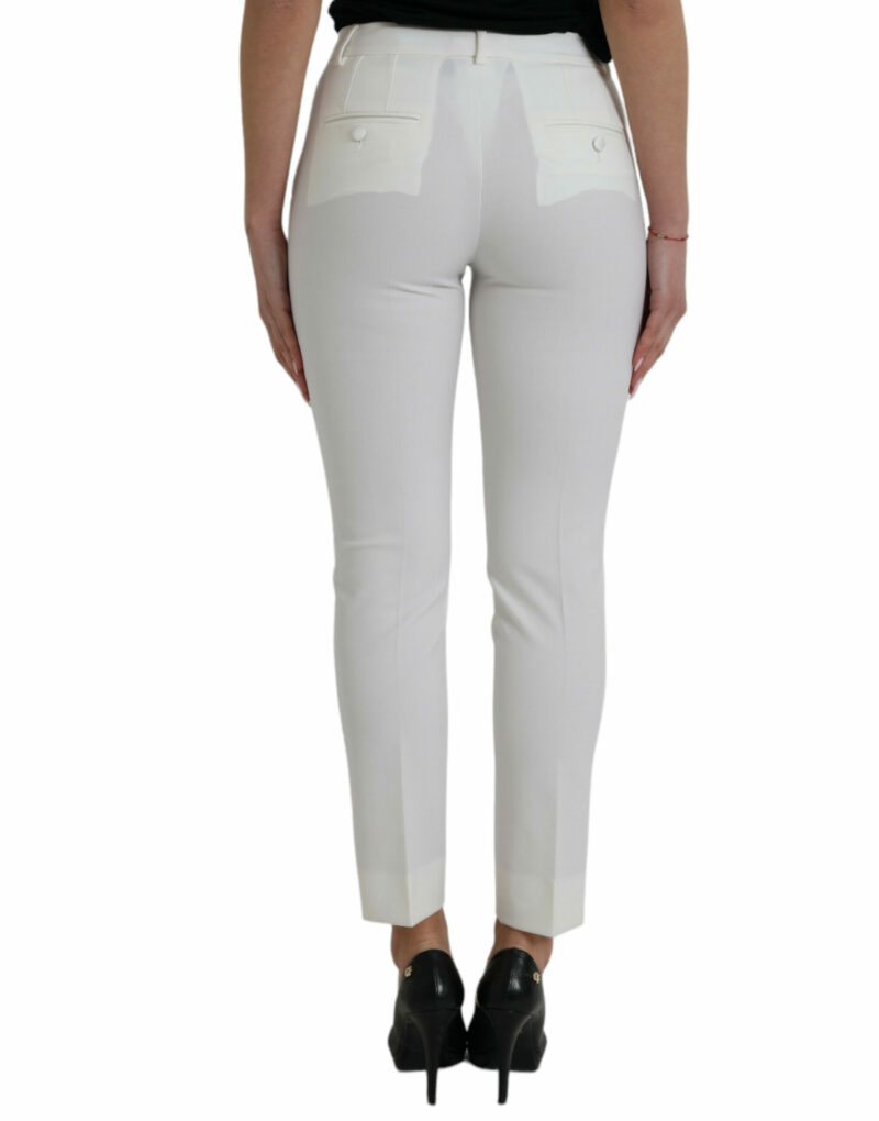 Dolce & Gabbana Elegant White Mid-Waist Tapered Pants - Image 3