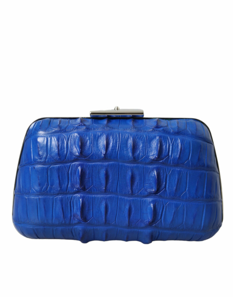 Balenciaga Electric Blue Crocodile Skin Clutch - Image 2