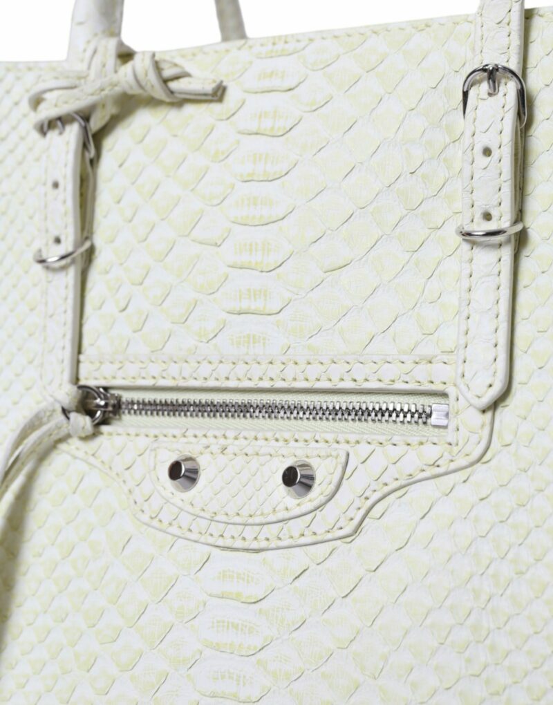 Balenciaga Chic Python Leather Tote in White & Yellow - Image 4