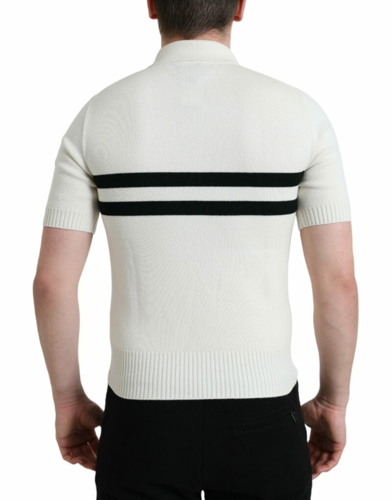 Dolce & Gabbana White DG Logo Collared Henley Shirt T-shirt - Image 3
