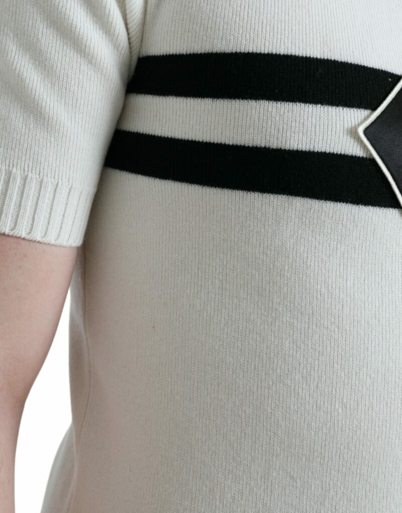 Dolce & Gabbana White DG Logo Collared Henley Shirt T-shirt - Image 5