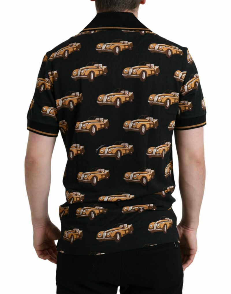 Dolce & Gabbana Black Car Print Short Sleeve Polo T-shirt - Image 3