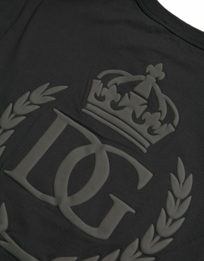 Dolce & Gabbana Black Logo Embossed Crew Neck Short Sleeves T-shirt - Image 4