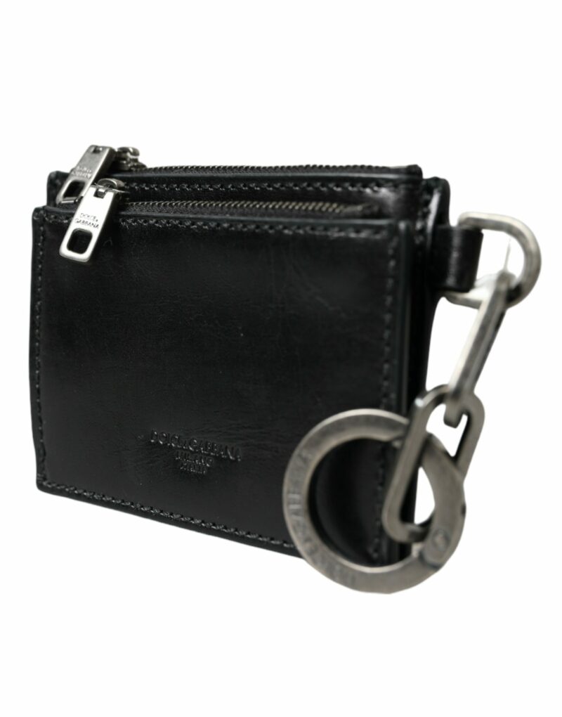 Dolce & Gabbana Black Leather Zip Logo Keyring Coin Purse Keyring Wallet - Image 2