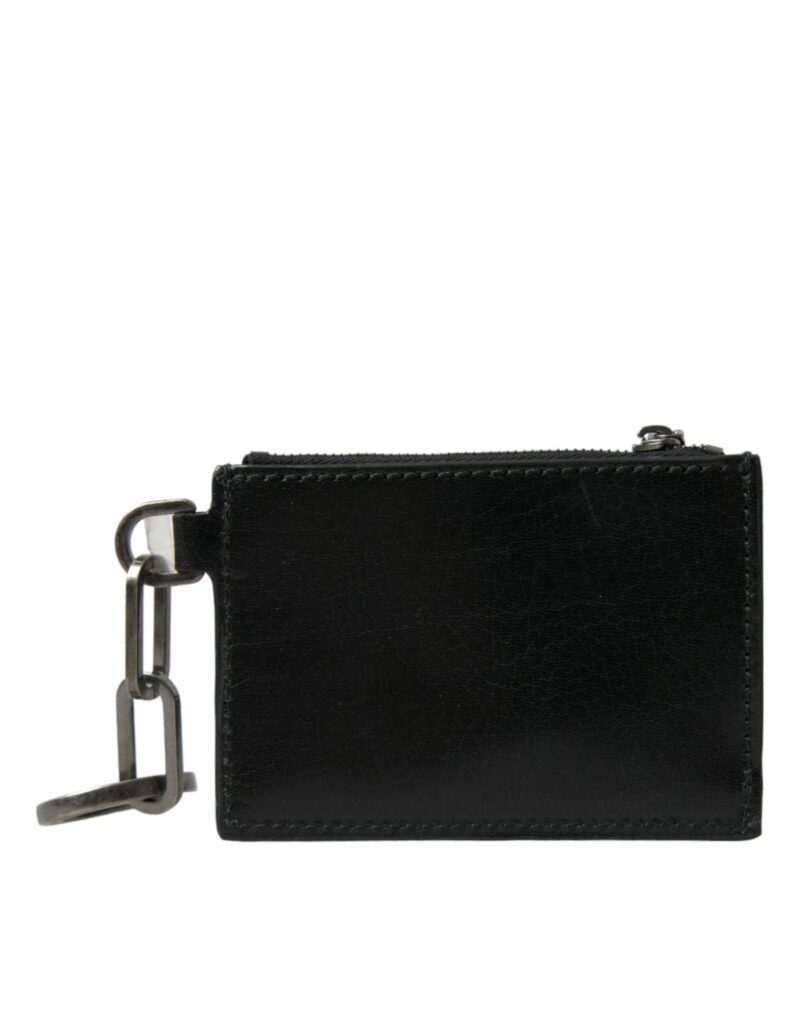 Dolce & Gabbana Black Leather Zip Logo Keyring Coin Purse Keyring Wallet - Image 3