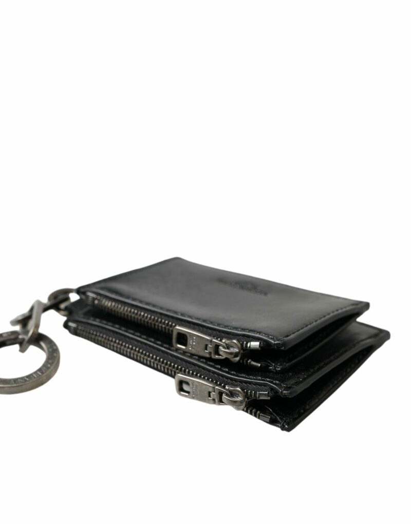 Dolce & Gabbana Black Leather Zip Logo Keyring Coin Purse Keyring Wallet - Image 5