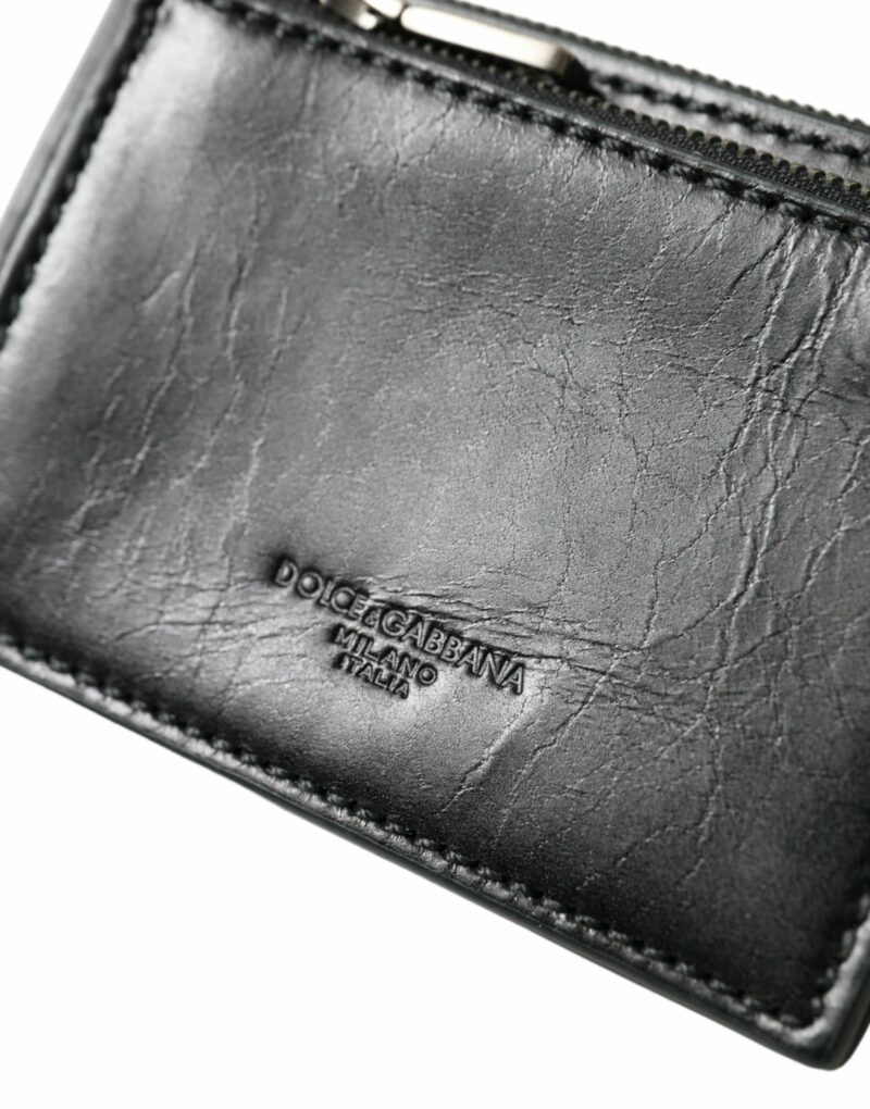 Dolce & Gabbana Black Leather Zip Logo Keyring Coin Purse Keyring Wallet - Image 6