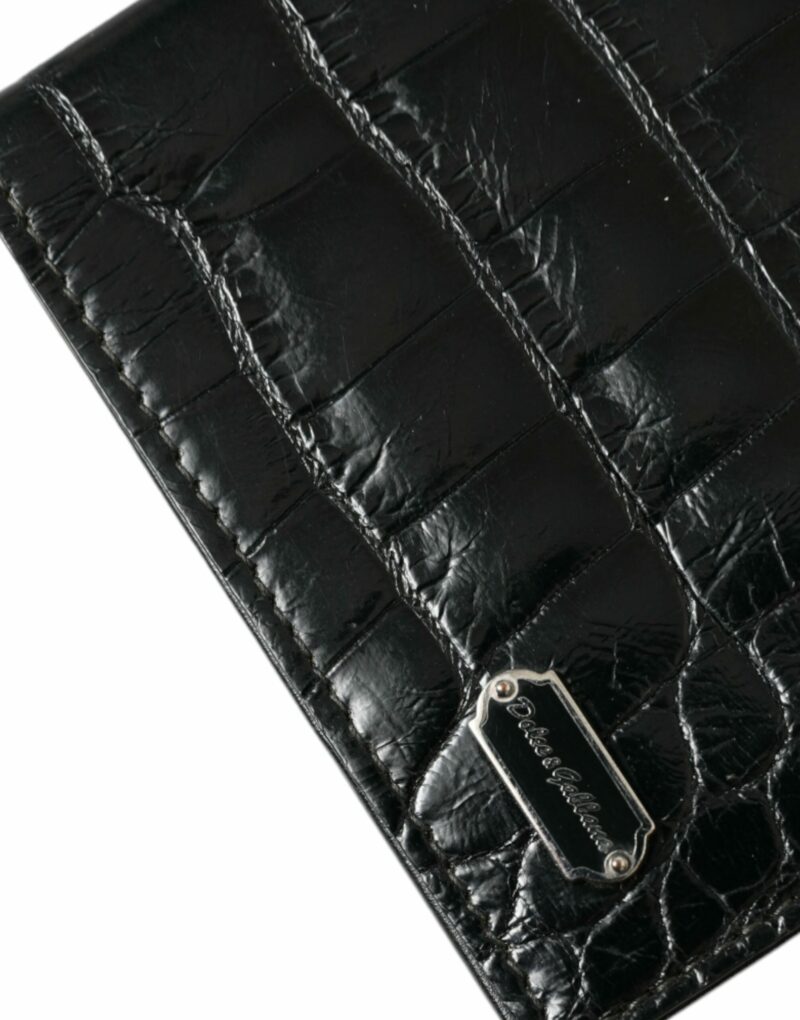 Dolce & Gabbana Black Exotic Skin Leather Long Bifold Passport Holder - Image 4
