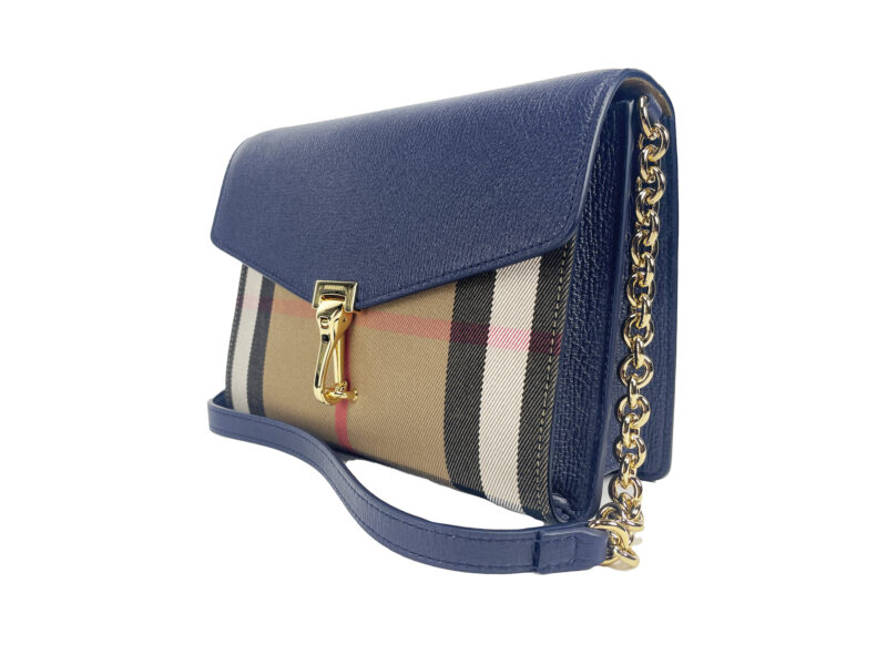 Burberry Macken Small Regency Blue House Check Leather Crossbody Bag - Image 5