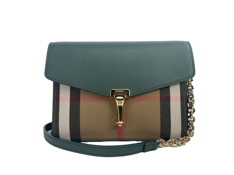 Burberry Macken Small Vintage Green House Check Leather Crossbody Bag - Image 4