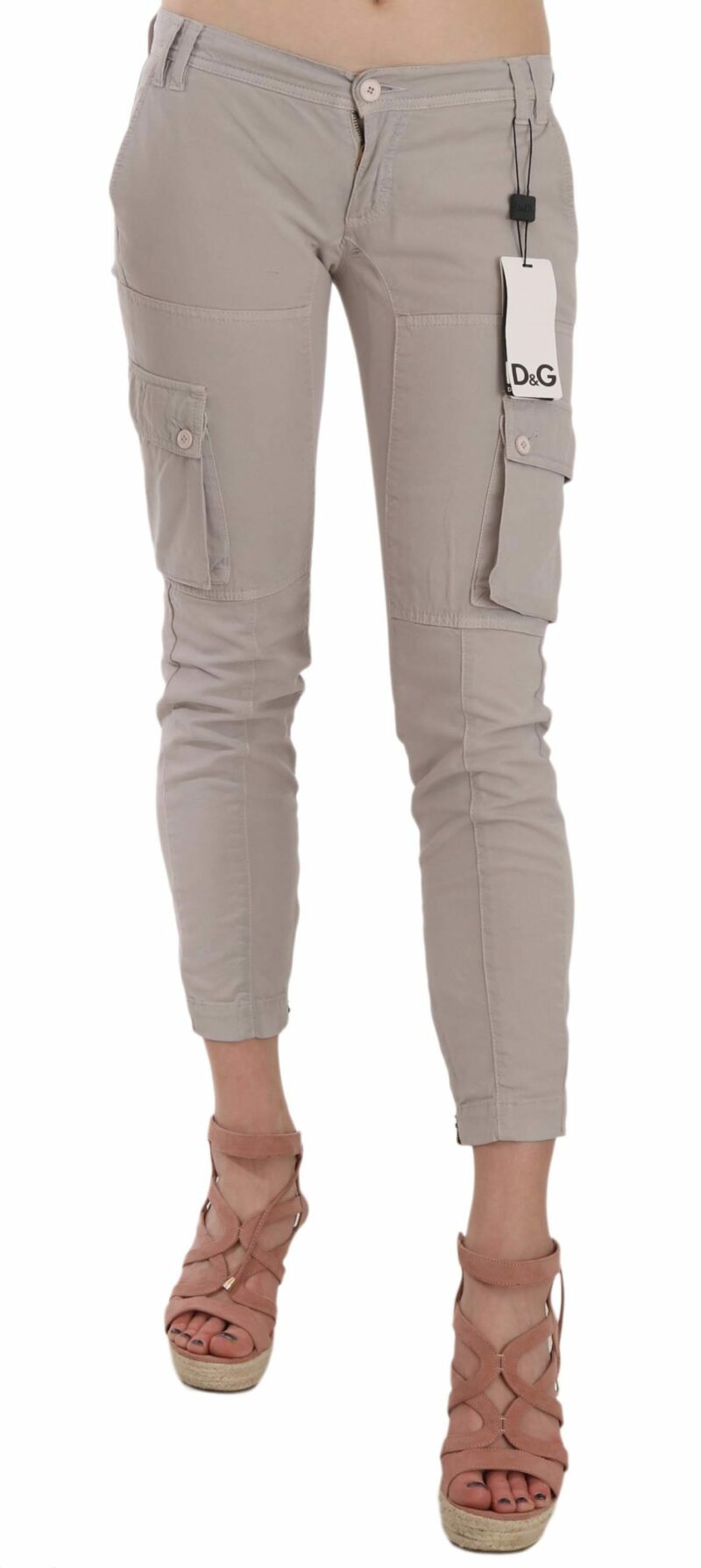 Dolce & Gabbana Chic Khaki Cotton Blend Trousers - Image 2