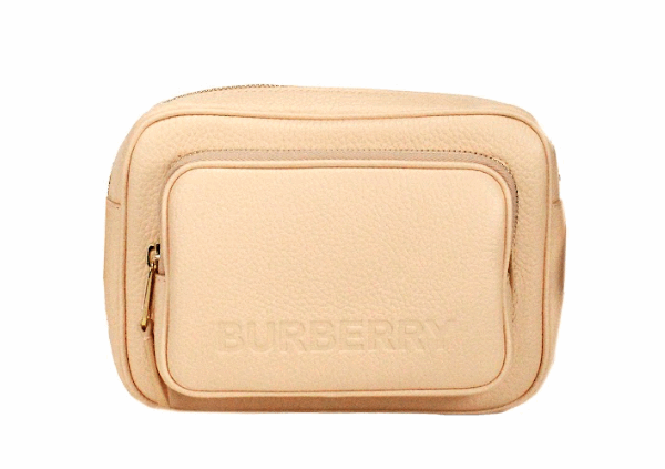 Burberry Small Branded Peach Pink Grainy Leather Camera Crossbody Bag