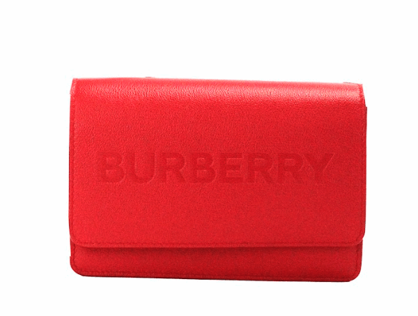 Burberry Hampshire Small Red Embossed Logo Smooth Leather Crossbody Bag