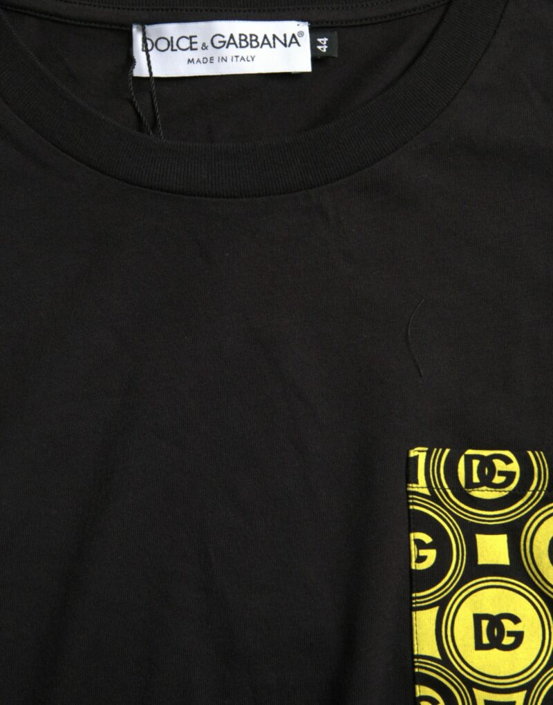 Dolce & Gabbana Black Printed Pocket Cotton Crewneck T-shirt - Image 3