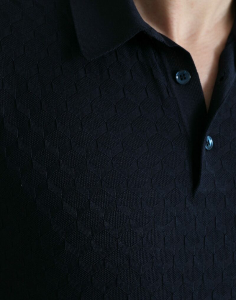Dolce & Gabbana Dark Blue Collared Short Sleeve Polo T-shirt - Image 4