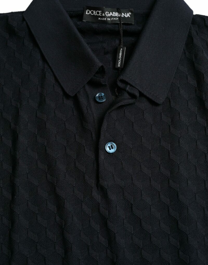 Dolce & Gabbana Dark Blue Collared Short Sleeve Polo T-shirt - Image 5