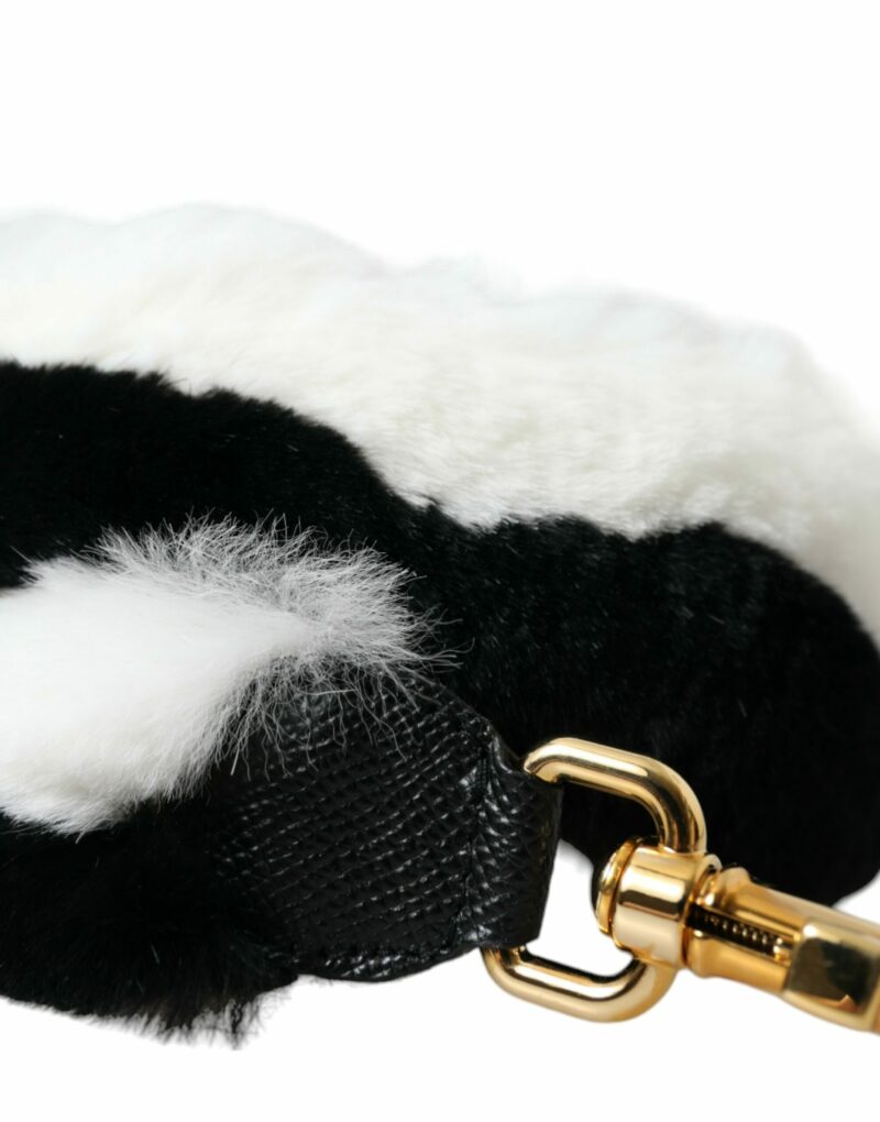 Dolce & Gabbana Black White Lapin Fur Accessory Shoulder Strap - Image 3