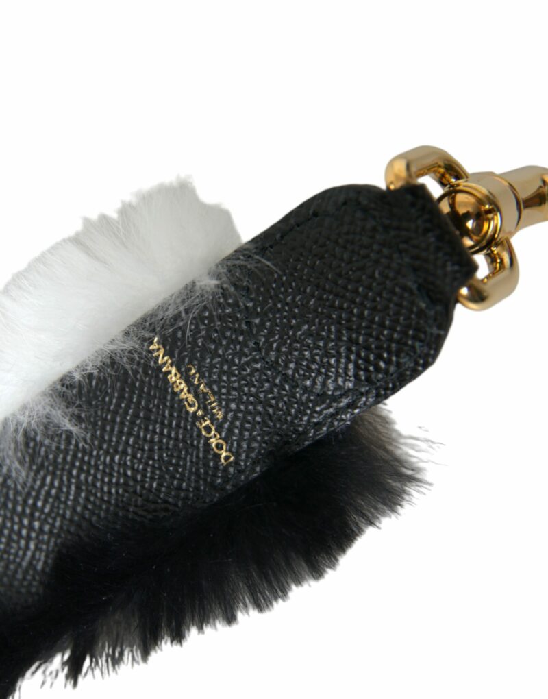 Dolce & Gabbana Black White Lapin Fur Accessory Shoulder Strap - Image 4