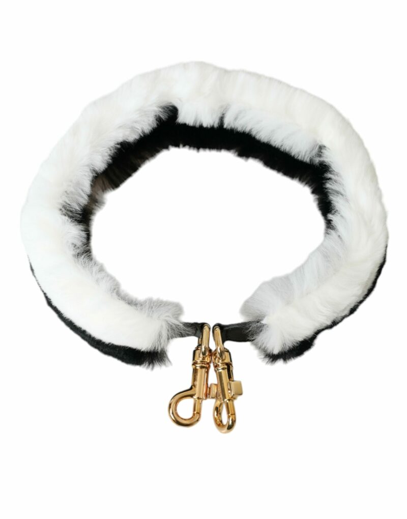 Dolce & Gabbana Black White Lapin Fur Accessory Shoulder Strap - Image 5