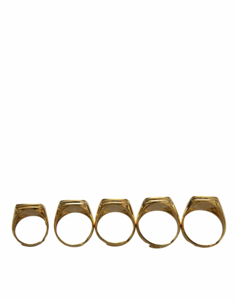 Dolce & Gabbana Gold Brass ROYAL Enamel Set of 5 Ring - Image 3
