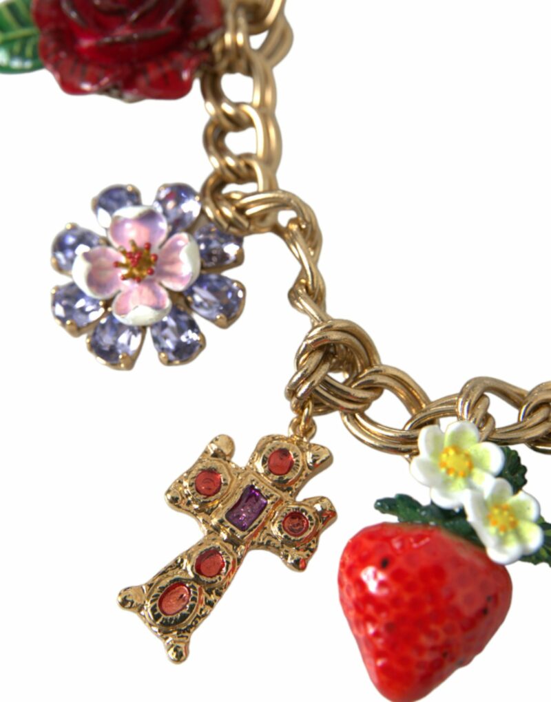Dolce & Gabbana Gold Chain Rose Cross Strawberry Star Pendant Necklace - Image 5