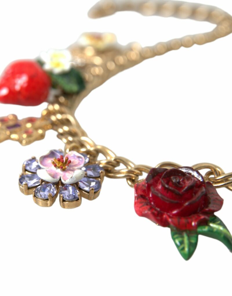 Dolce & Gabbana Gold Chain Rose Cross Strawberry Star Pendant Necklace - Image 7