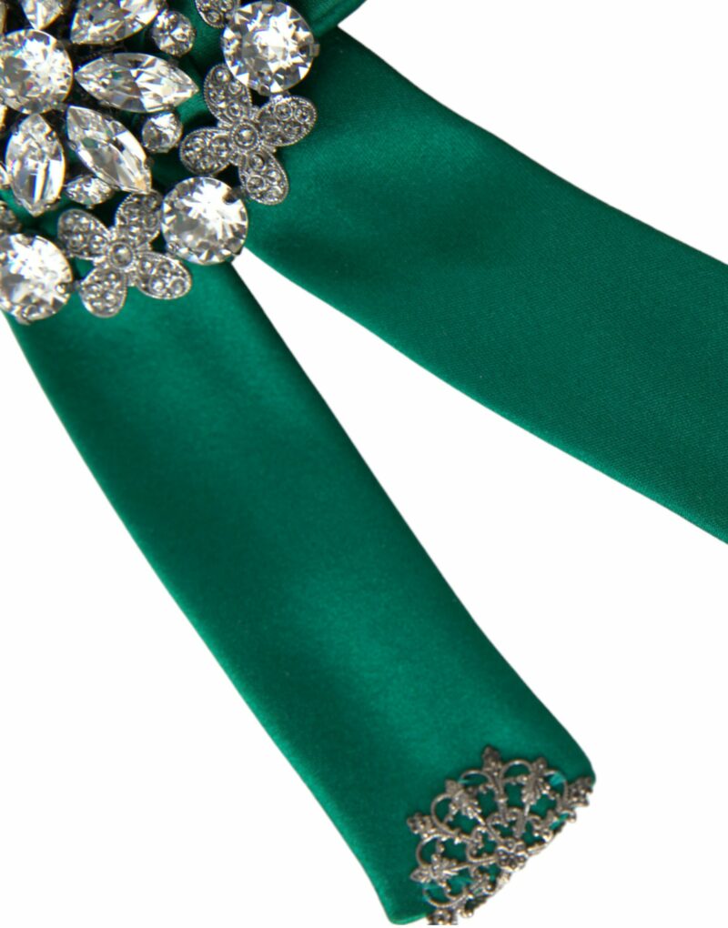 Dolce & Gabbana Green Satin Bird Crystal Women Hair Clip - Image 3