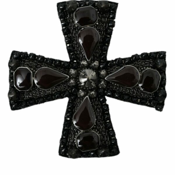 Dolce & Gabbana Black Crystals Embellished Cross Pin Brooch