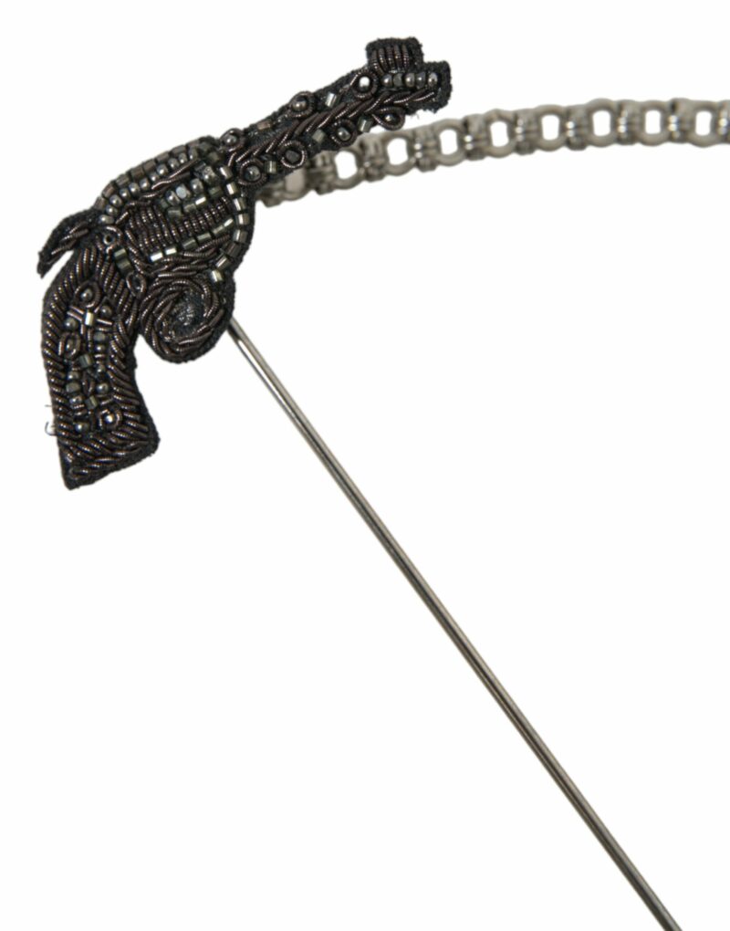 Dolce & Gabbana Brass Copper Silk Revolver Gun Men Brooch Lapel Pin - Image 5