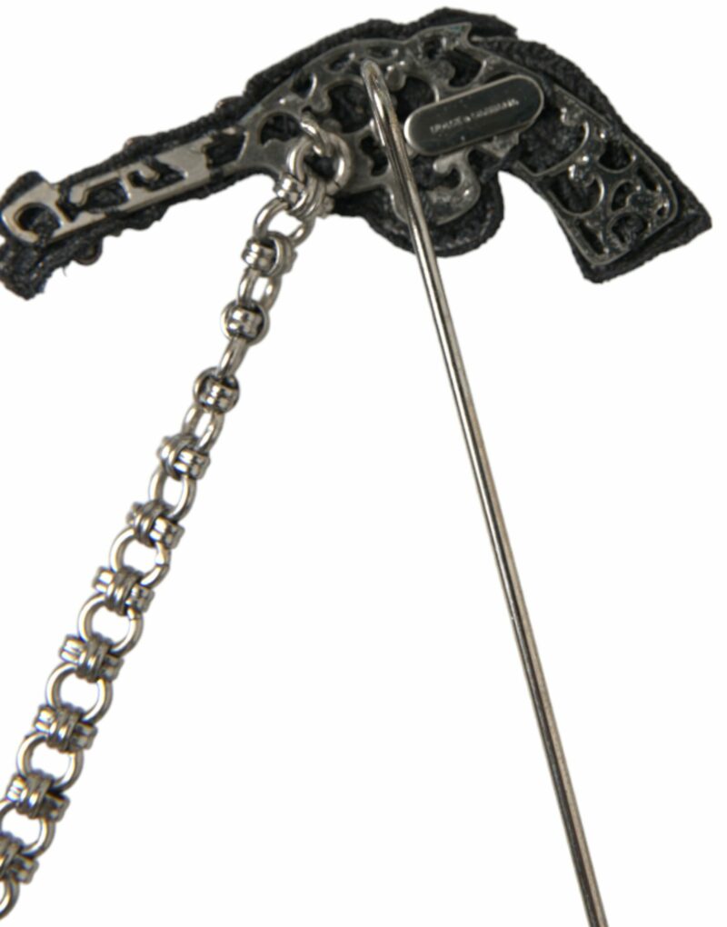 Dolce & Gabbana Brass Copper Silk Revolver Gun Men Brooch Lapel Pin - Image 4