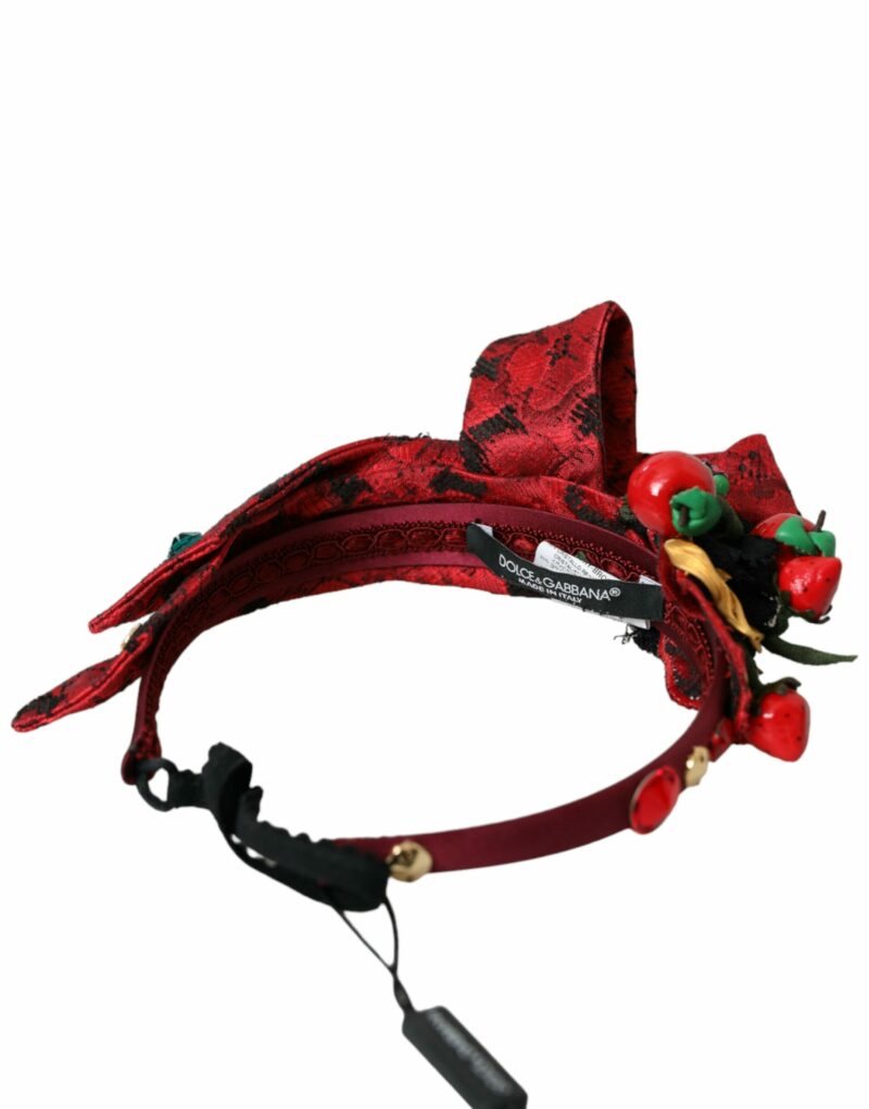 Dolce & Gabbana Red Cherry Sicily Embellished Women Hairband Diadem - Image 2
