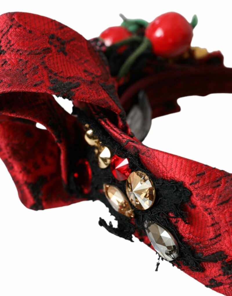 Dolce & Gabbana Red Cherry Sicily Embellished Women Hairband Diadem - Image 6