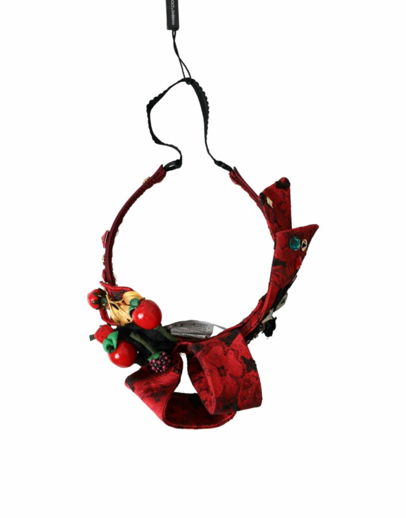 Dolce & Gabbana Red Cherry Sicily Embellished Women Hairband Diadem - Image 7
