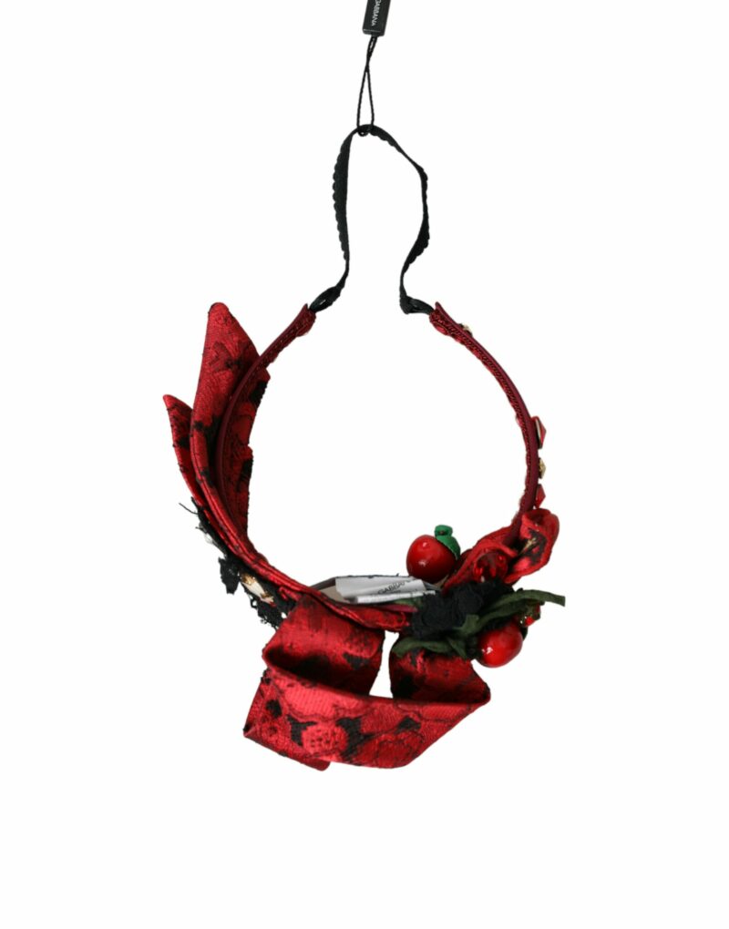 Dolce & Gabbana Red Cherry Sicily Embellished Women Hairband Diadem - Image 8