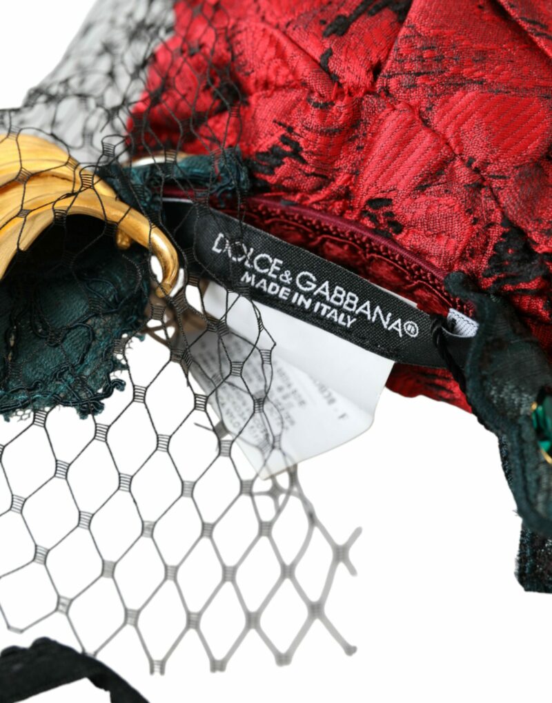 Dolce & Gabbana Multicolor Rose Silk Crystal Netted Logo Headband Diadem - Image 4