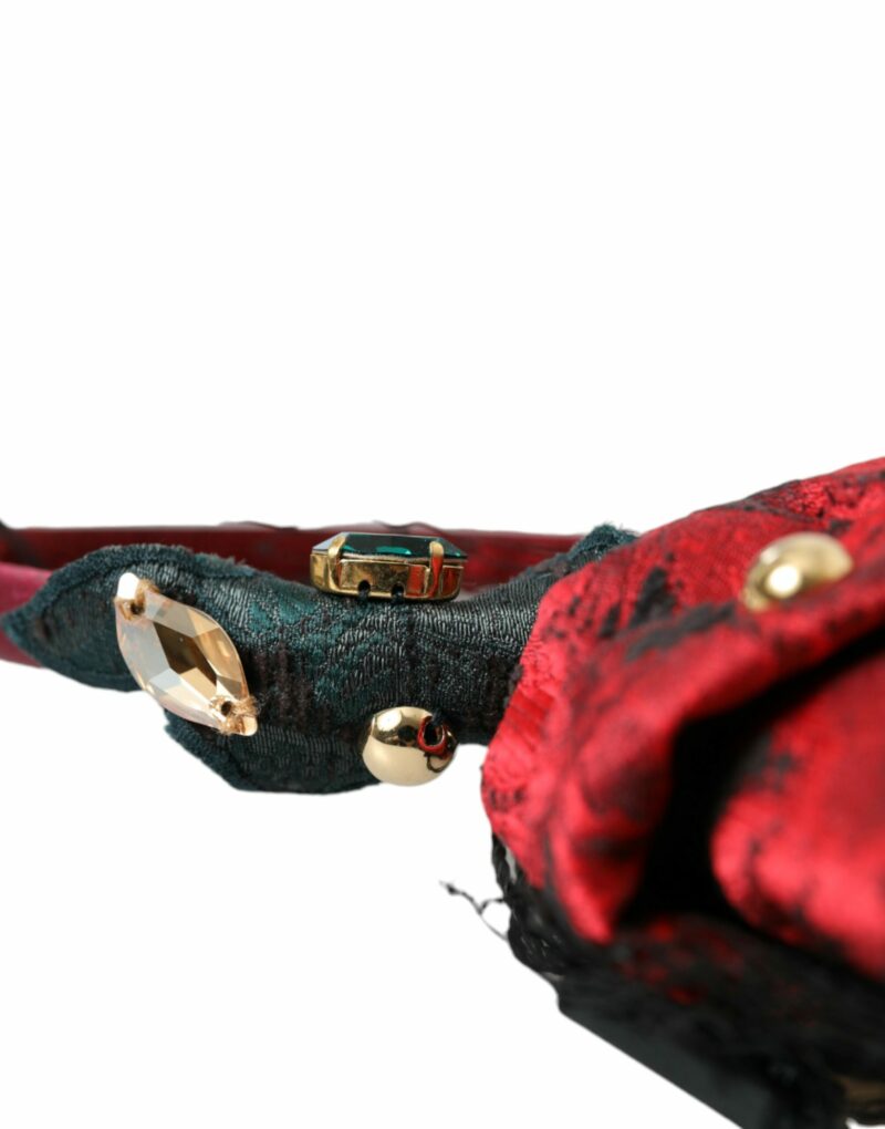Dolce & Gabbana Multicolor Rose Silk Crystal Netted Logo Headband Diadem - Image 5