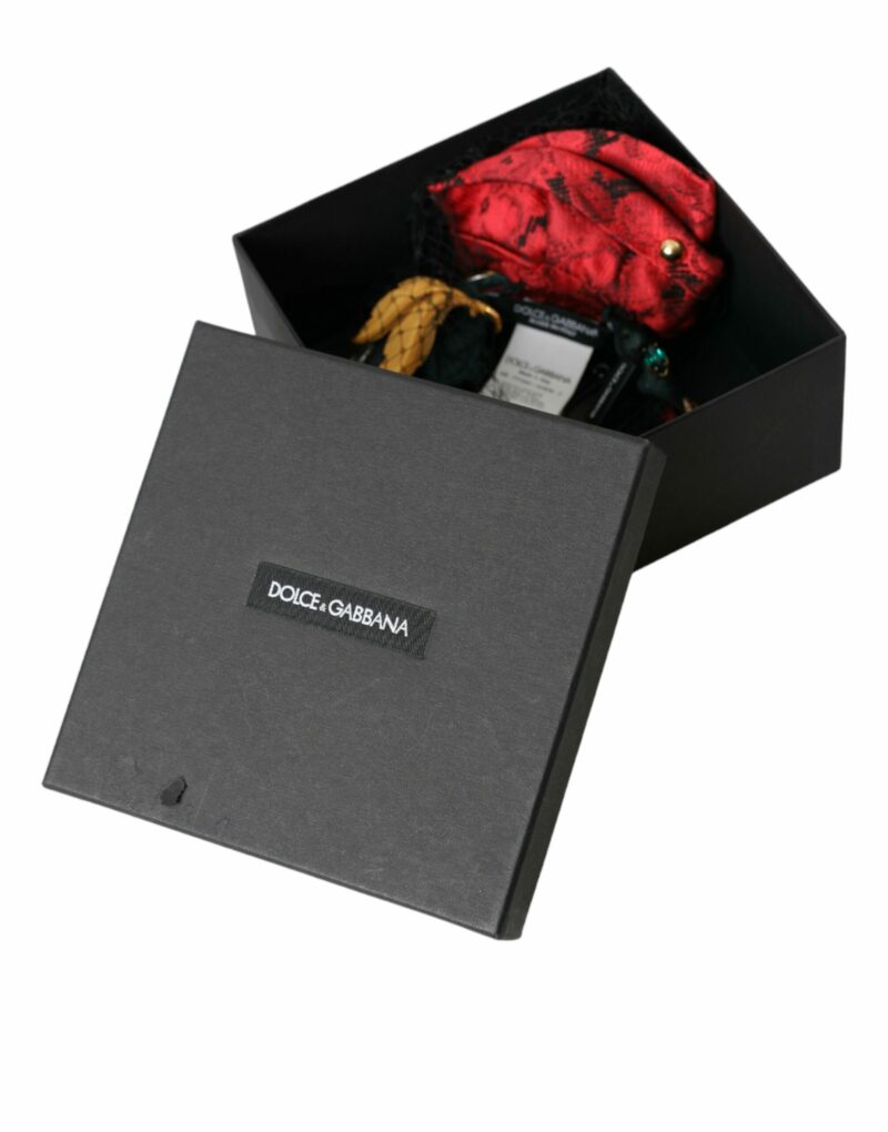 Dolce & Gabbana Multicolor Rose Silk Crystal Netted Logo Headband Diadem - Image 8