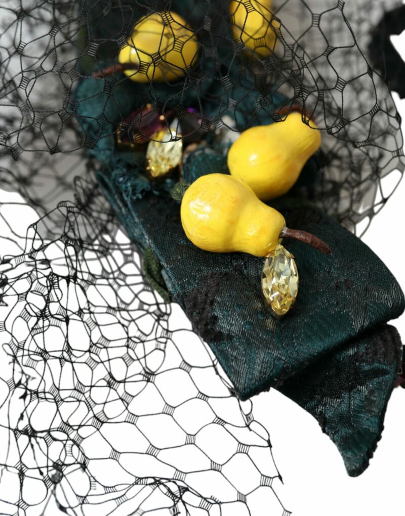 Dolce & Gabbana Black Lemons Sicily Purple Crystal Net Headband Diadem - Image 6