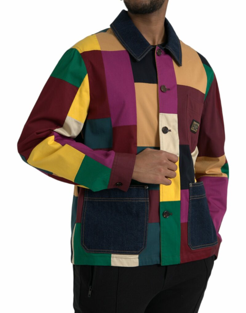Dolce & Gabbana Multicolor Patchwork Cotton Collared Jacket - Image 2