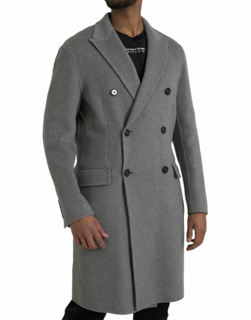 Dolce & Gabbana Gray Double Trench Coat Cashmere Jacket - Image 2