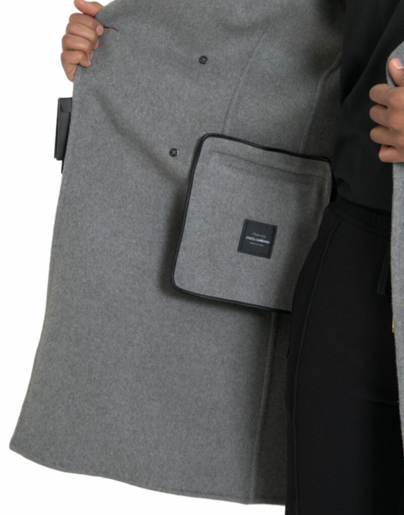 Dolce & Gabbana Gray Double Trench Coat Cashmere Jacket - Image 7