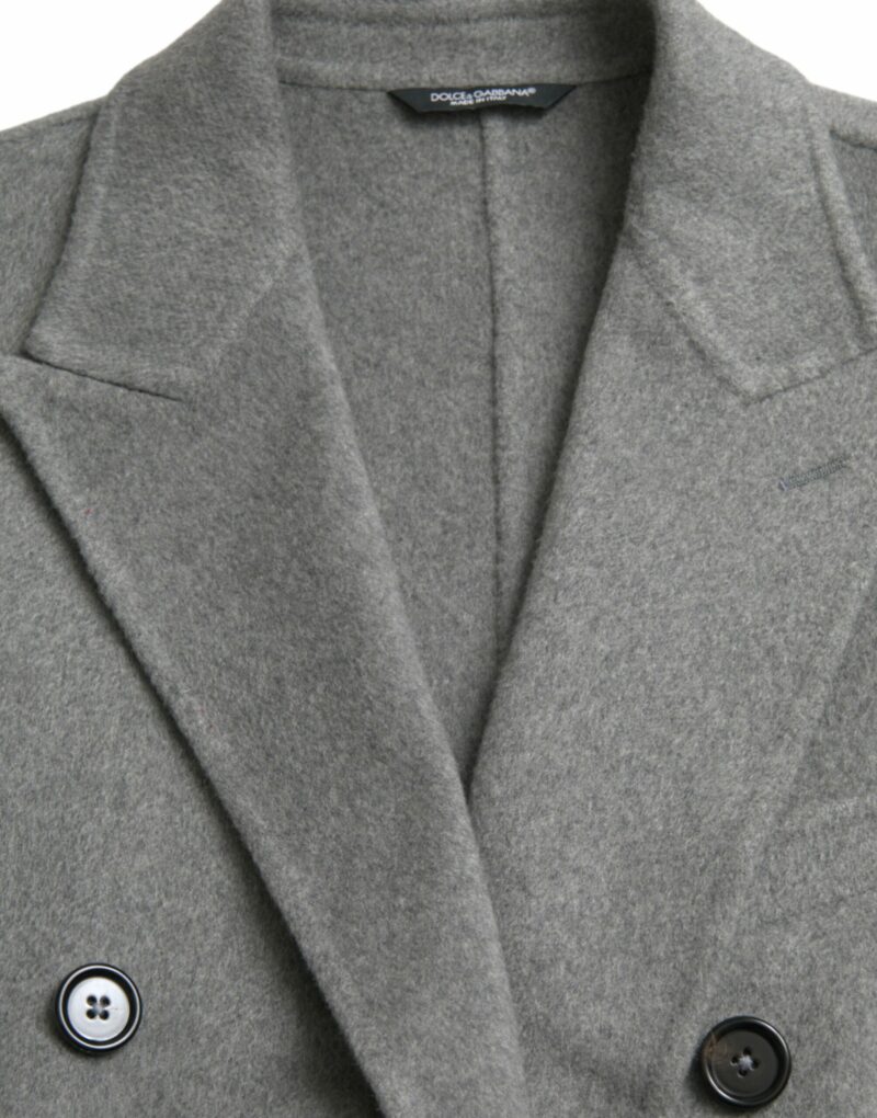 Dolce & Gabbana Gray Double Trench Coat Cashmere Jacket - Image 8