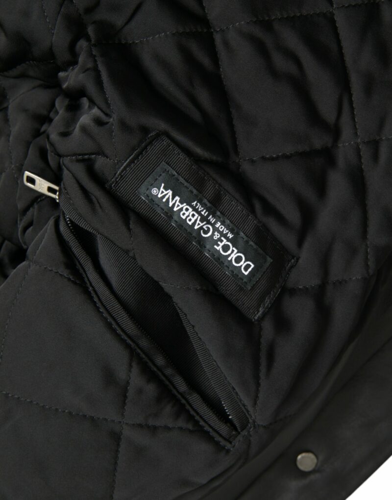 Dolce & Gabbana Black Leather Fur Collar Biker Coat Jacket - Image 8