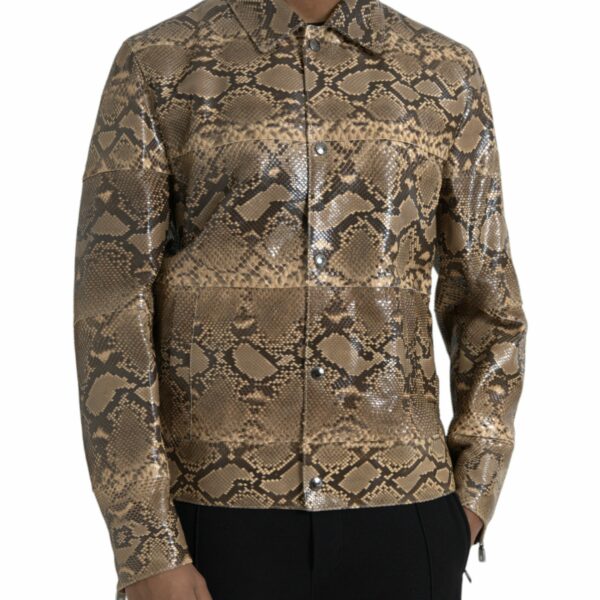Dolce & Gabbana Beige Exotic Leather Biker Blouson Jacket