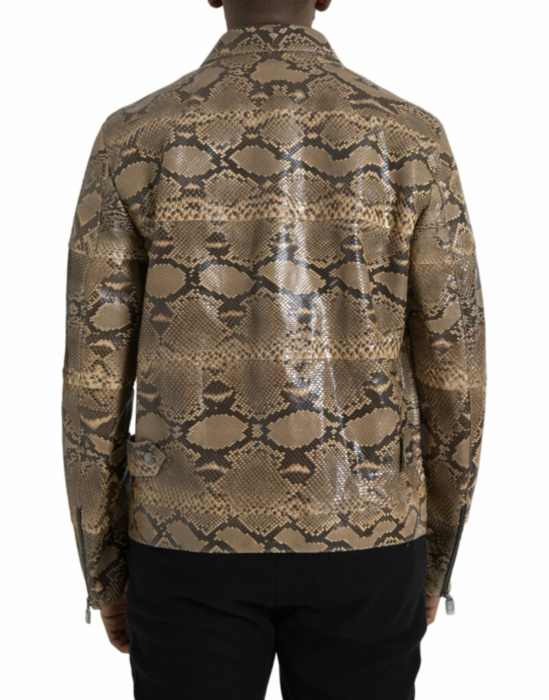 Dolce & Gabbana Beige Exotic Leather Biker Blouson Jacket - Image 3