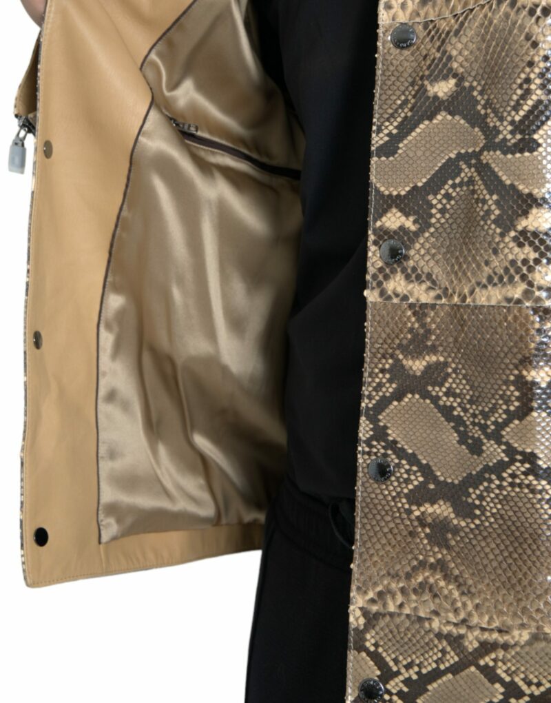 Dolce & Gabbana Beige Exotic Leather Biker Blouson Jacket - Image 6