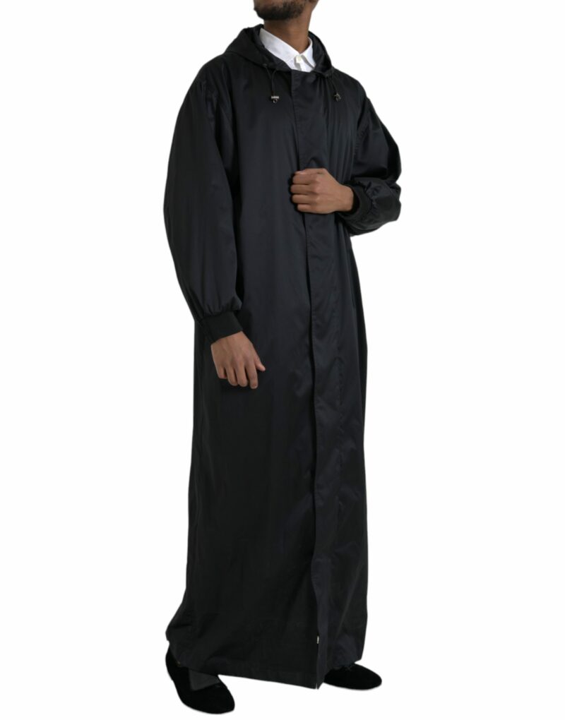 Dolce & Gabbana Black Polyester Hooded Long Windbreaker Jacket - Image 2