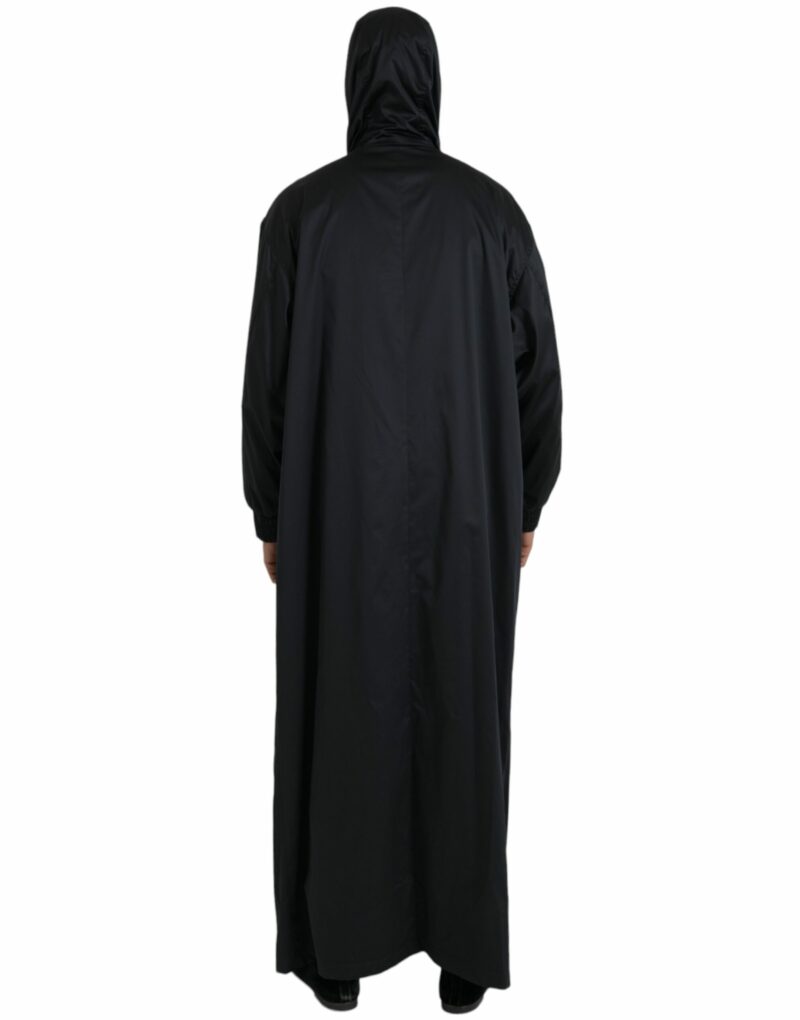 Dolce & Gabbana Black Polyester Hooded Long Windbreaker Jacket - Image 3