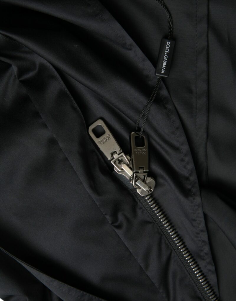 Dolce & Gabbana Black Polyester Hooded Long Windbreaker Jacket - Image 8