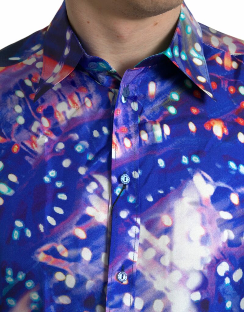 Dolce & Gabbana Purple Luminarie Silk Slim MARTINI Shirt - Image 4